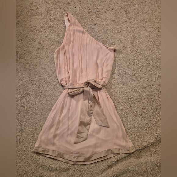 Line & Dot Pink Beaded One Godess Shoulder Dress S - Picture 6 of 7